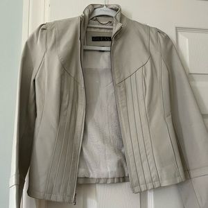 Cream Guess Leather Jacket- Size Small
